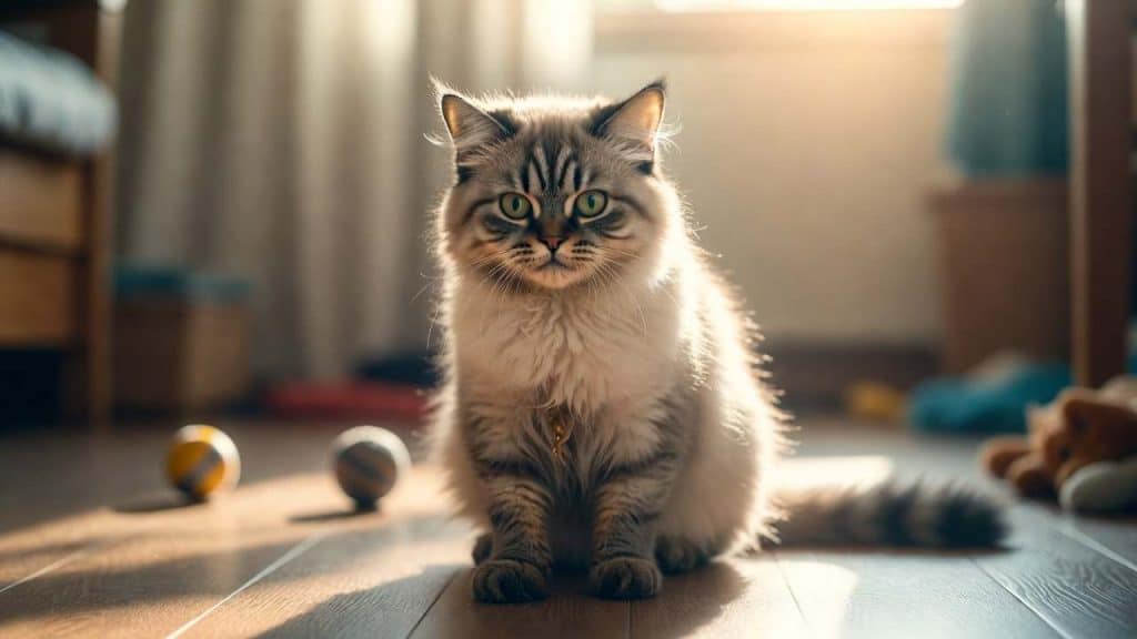 Chat avec diarrhée sur le sol