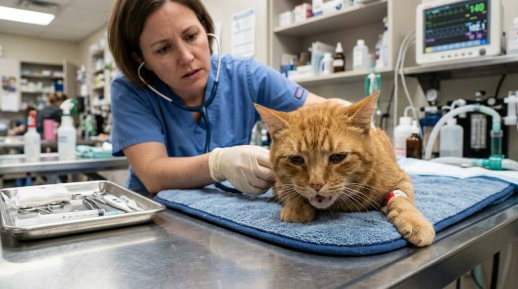 Examen vétérinaire chat malade